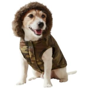 Simply Dog Vest, Camo, Faux Fur, Hoodie, Convertible, Snap back hood​​,Warmth